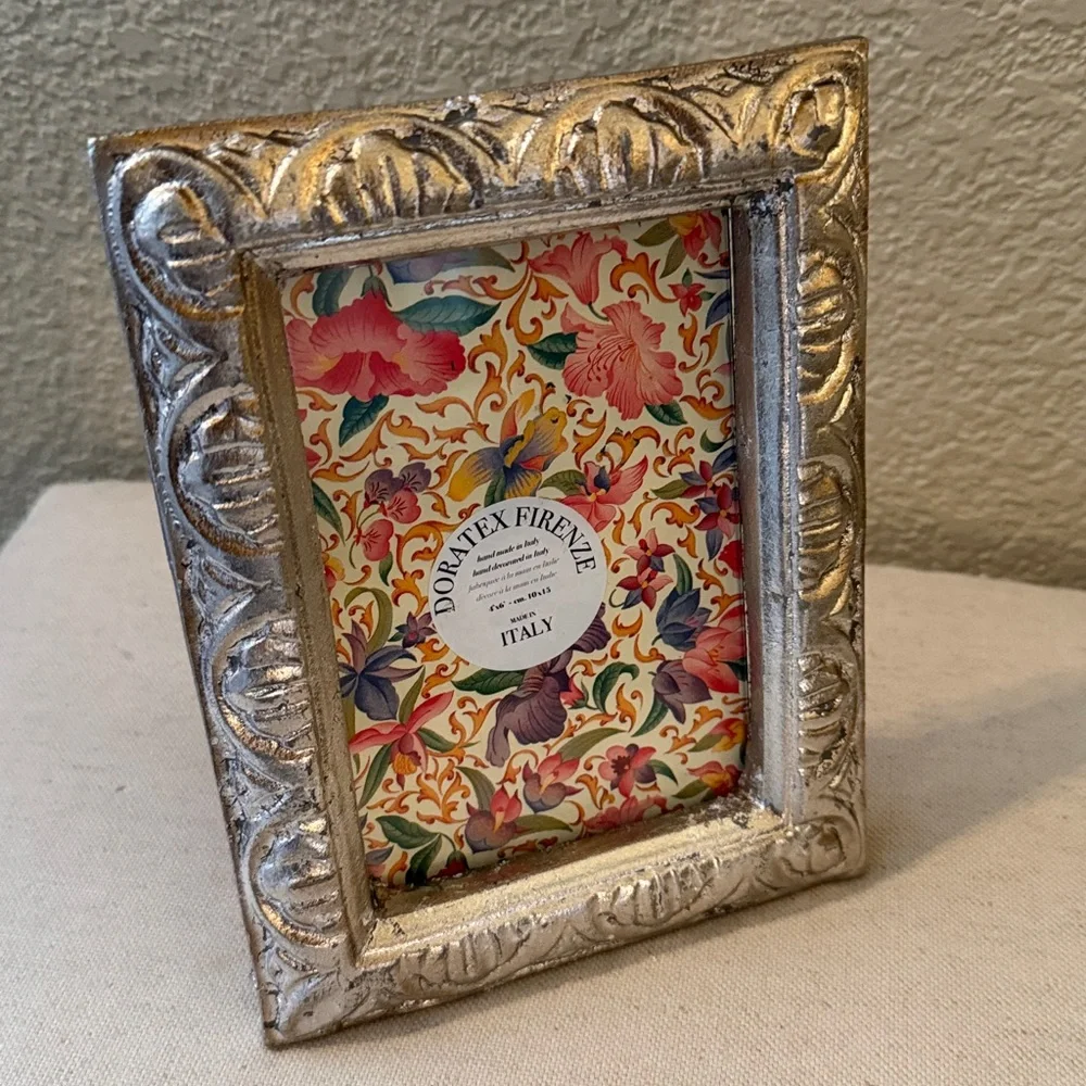NWT Doratex Firenze Handmade in Italy 4”x6” metallic leaf vintage look frame